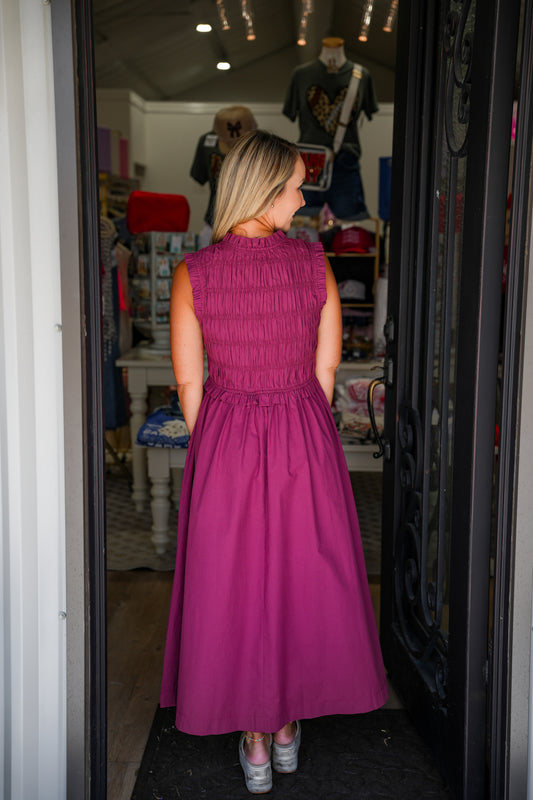 Berry Button Down Tiered Mini Dress - Southern Belle Boutique