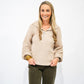 Taupe Half Zip Balloon Sleeve Sweater