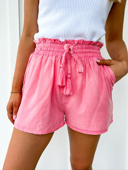 Coral Linen Shorts - Southern Belle Boutique