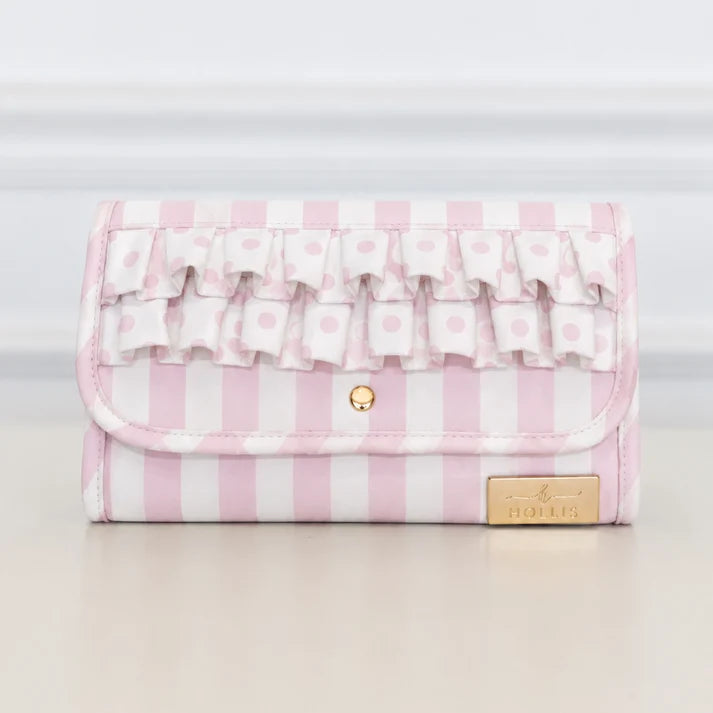 Ruffled Jewelry Fold - Pink Polka Stripe