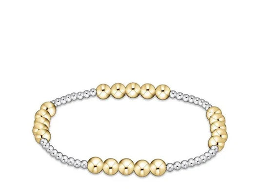 Classic Blissful Pattern 2mm Bead Bracelet - 4mm Mixed Metal