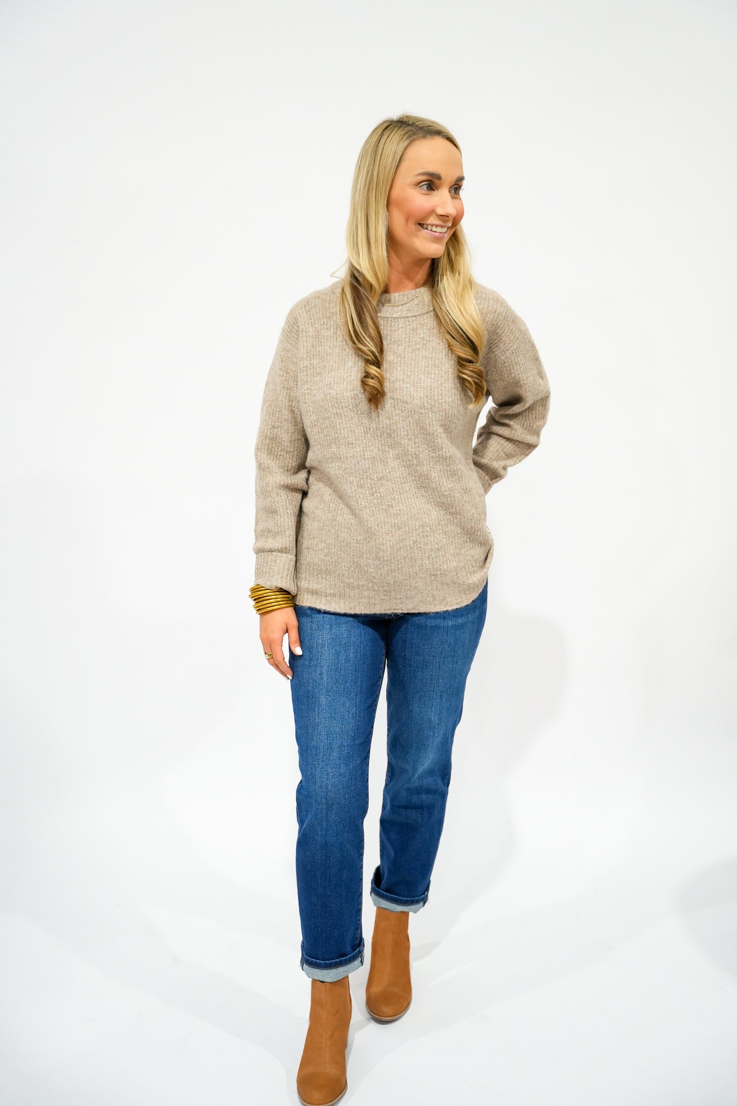 Lt Mocha Crew Neck Sweater