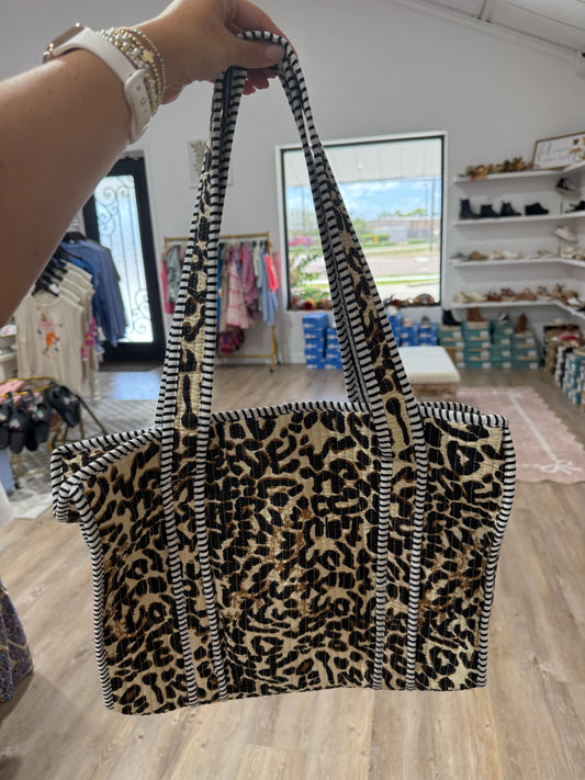 Beige Leopard Quilted Bag - Southern Belle Boutique