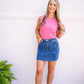 Bow Stitched Denim Mini Skirt - Southern Belle Boutique