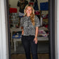 Mocha Print Front Bow Tie Blouse - Southern Belle Boutique