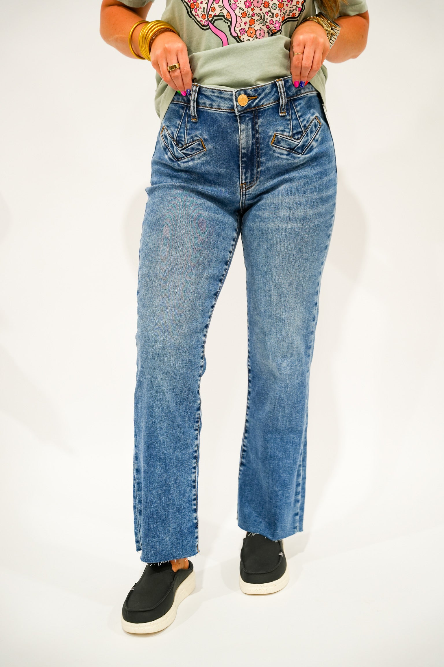 Kelsey High RIse Ankle Flare - Excitement - Southern Belle Boutique