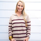 Brown Striped VNeck Sweater