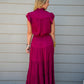 Satin Tiered Maxi Dress - Fall Red