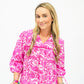 Gloria Fuchsia Print Blouse - Southern Belle Boutique