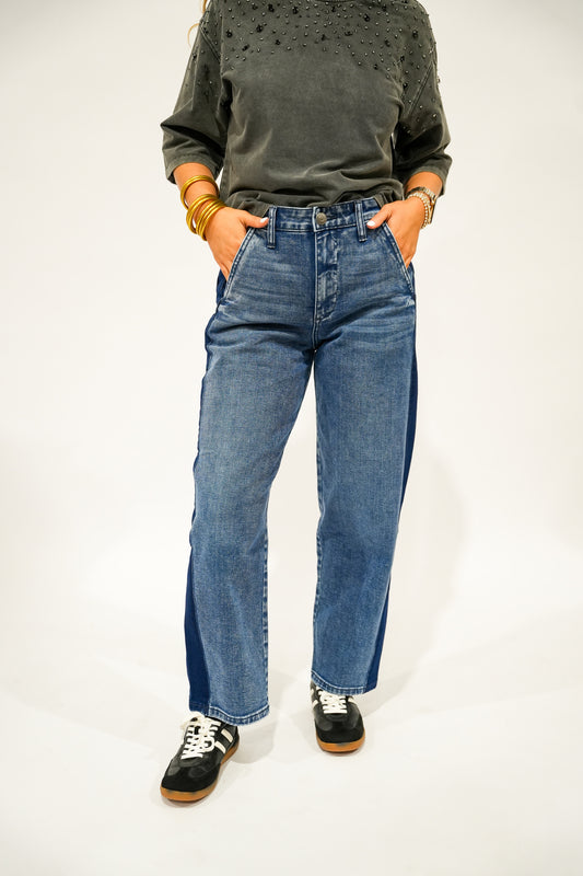 Ashton Wide Leg Barrel Jean - Power