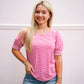 Smocked Cuff Puff Sleeve Striped Top - Fuchsia - Southern Belle Boutique