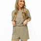 Khaki Striped Lounge Short Set