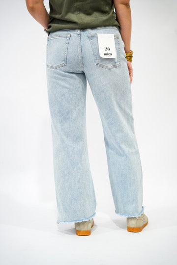 High Rise Wide Leg Pearl Rhinestone Jean