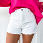 White High Rise Fray Hem Shorts - Southern Belle Boutique