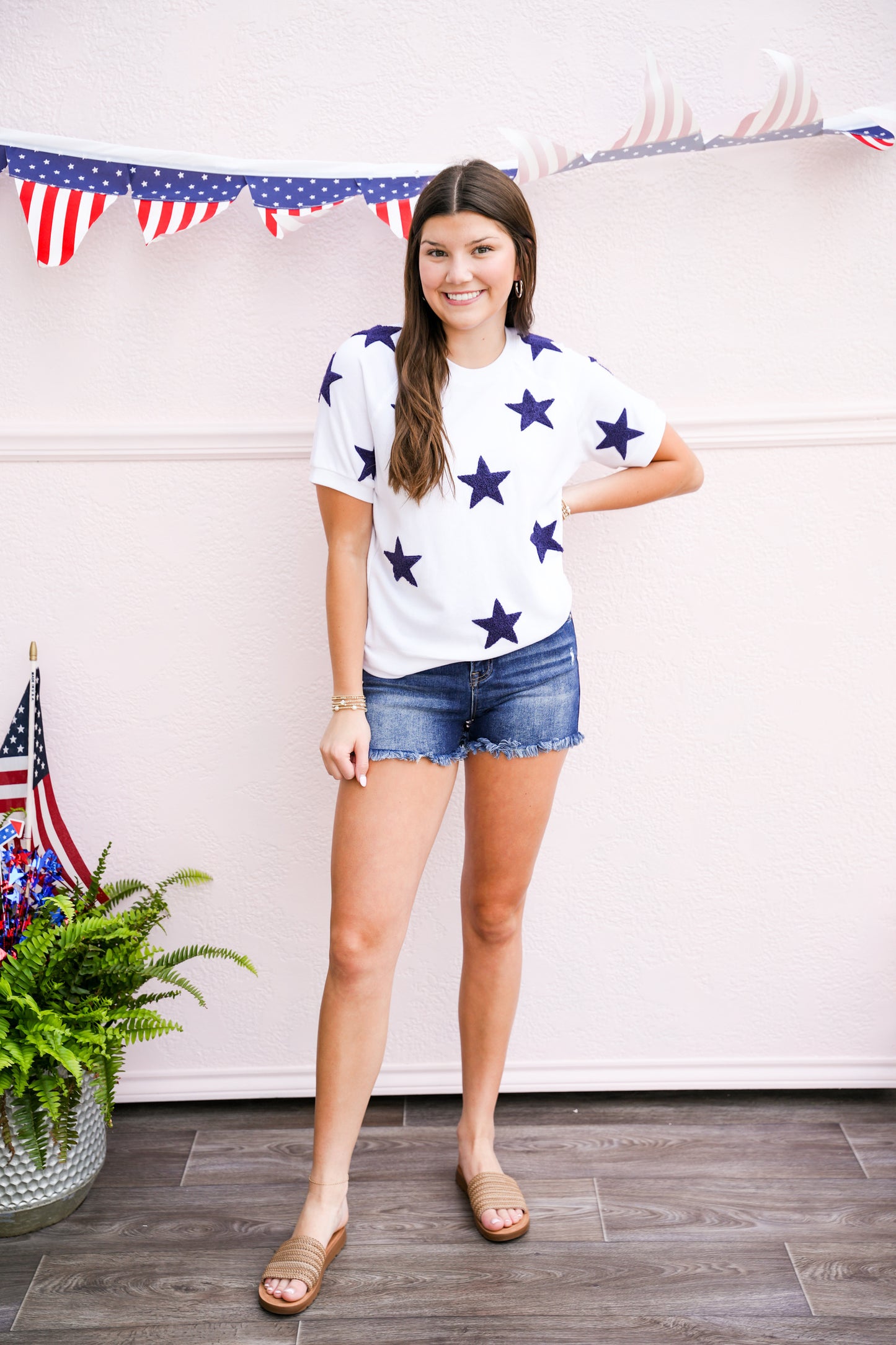 Stars Lightweight Short Sleeve Sweatshirt - Southern Belle Boutique