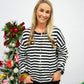 Black White Striped Piper Sweater Cardigan