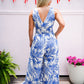 Tropical Print Royal Blue Jumpsuit