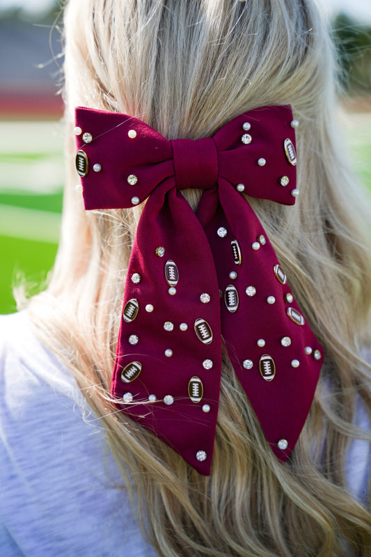 Game Day Charms Bow Clip - Maroon