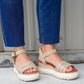Diana Wedge Sandal - Champagne Metallic Basket Weave - Southern Belle Boutique