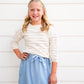 Mustard Striped Terry Knit Top
