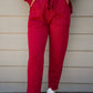 Malibu Essential Tapered Lounge Pants - Garnet Red