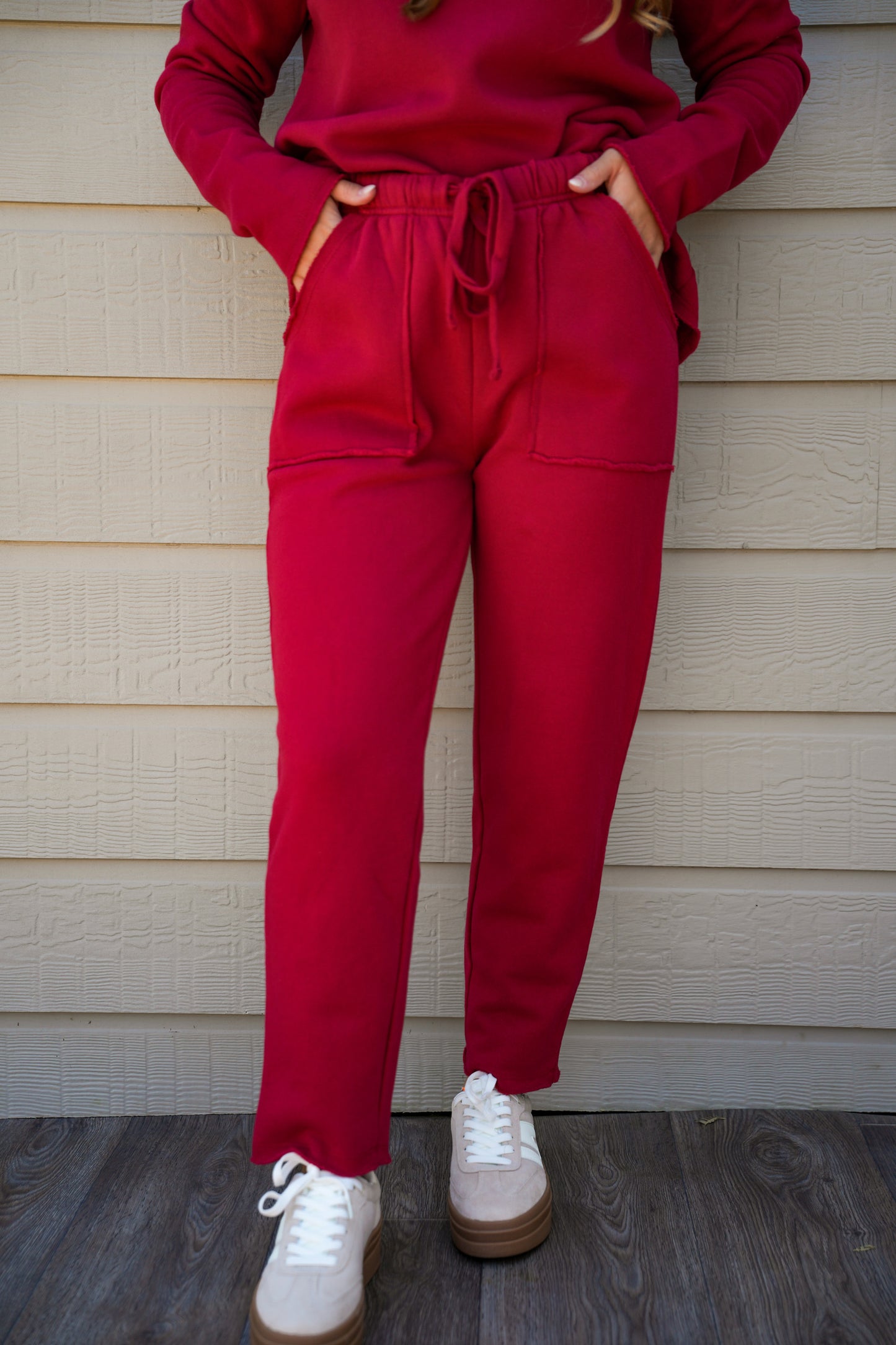 Malibu Essential Tapered Lounge Pants - Garnet Red