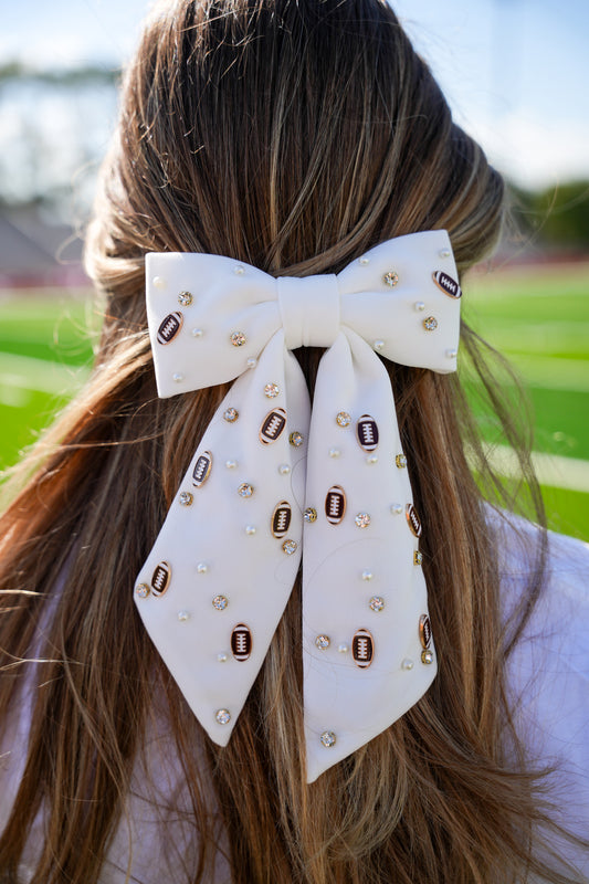 Game Day Charms Bow Clip - Ivory