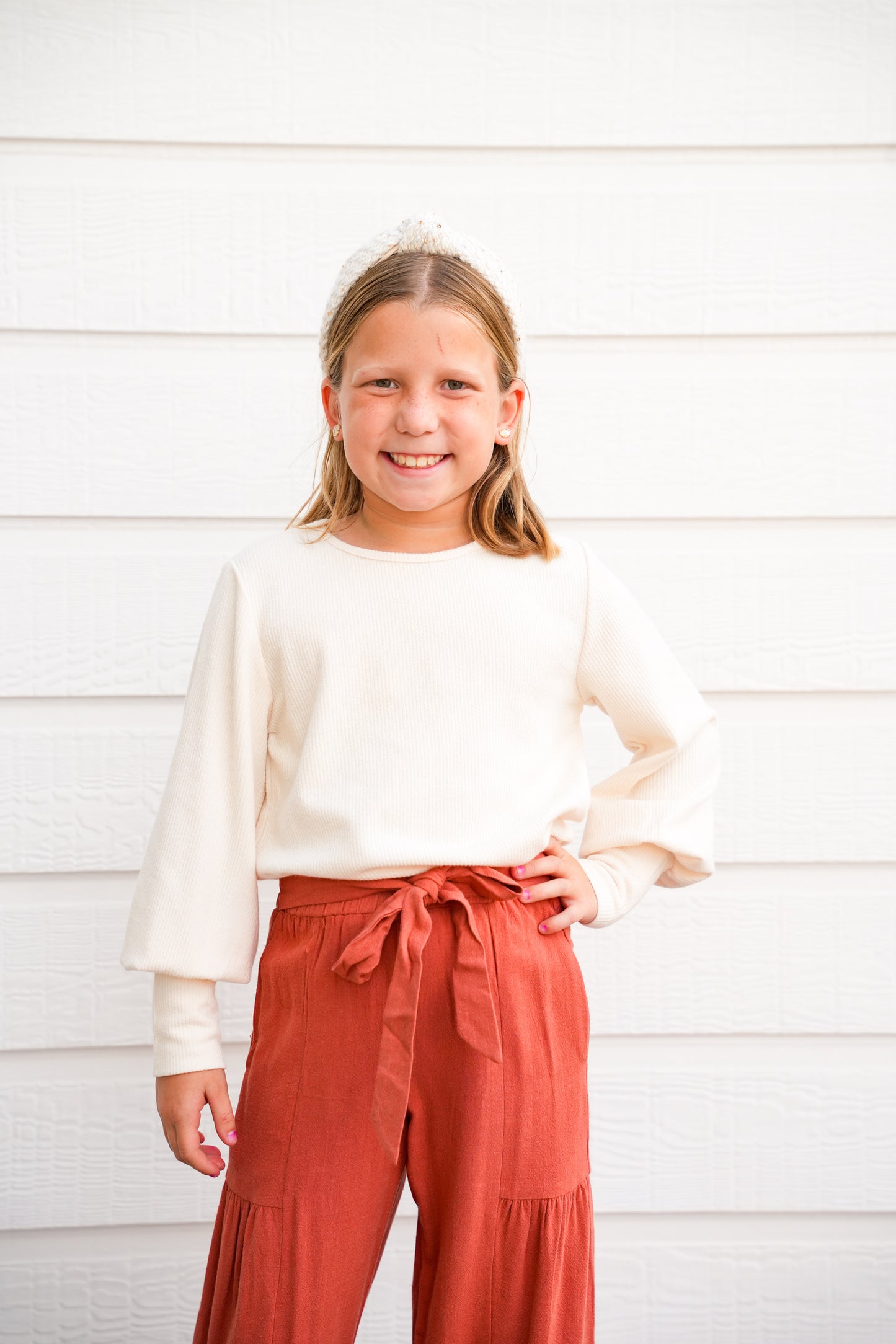 Brick Gathered Detail Wide Leg Pant