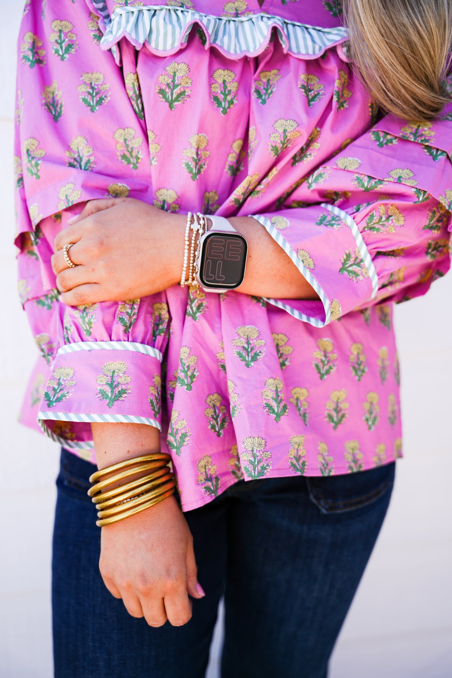Lilac Ruffle Sleeve Floral Blouse - Southern Belle Boutique