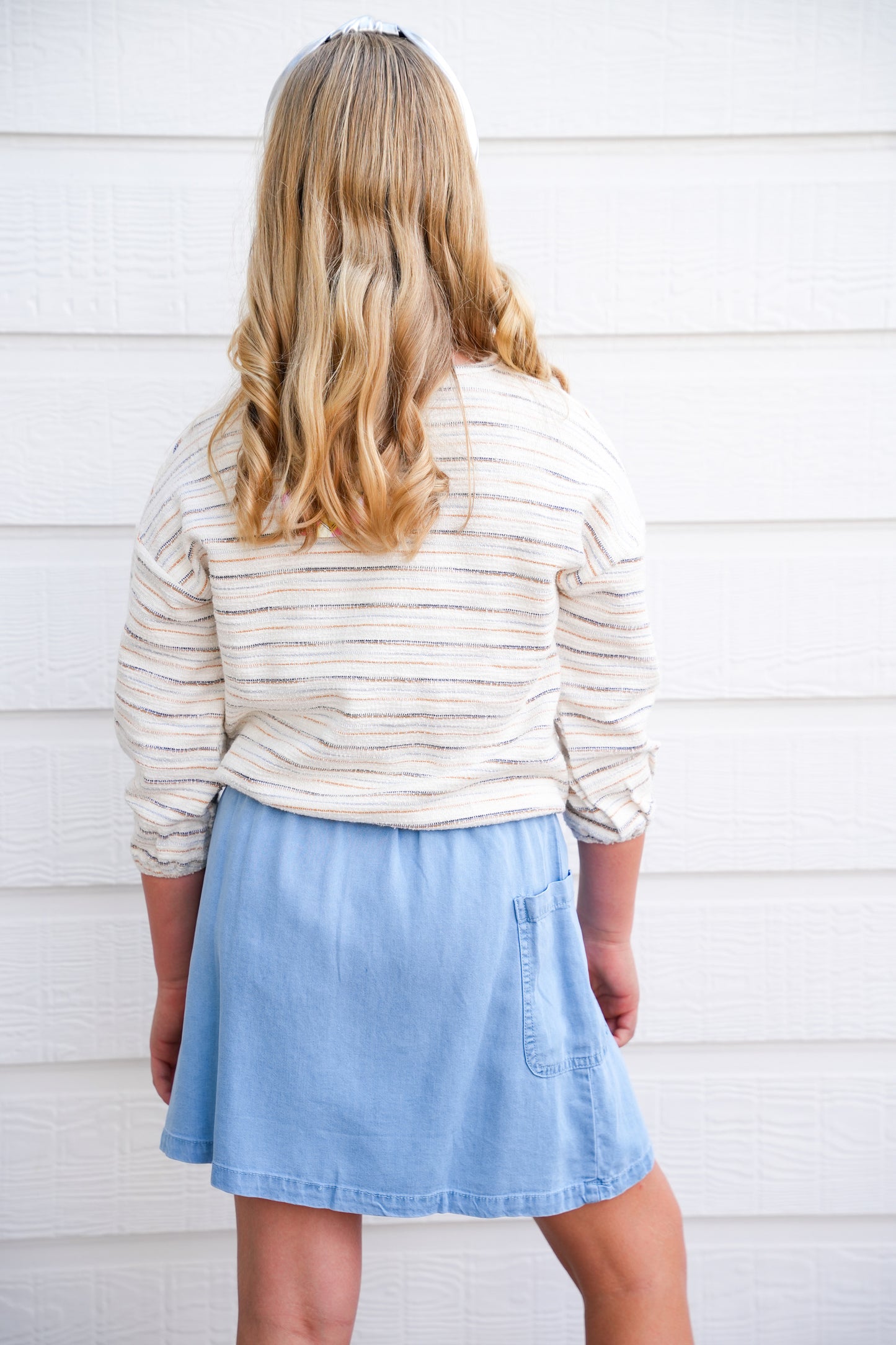 Mustard Striped Terry Knit Top