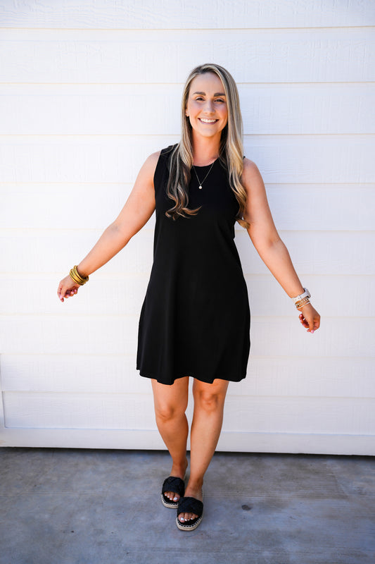 Justine Ribbed Dress - Black - Southern Belle Boutique