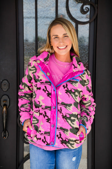 Brianna Cannon Pink Camo Pile Fleece Jacket - Southern Belle Boutique