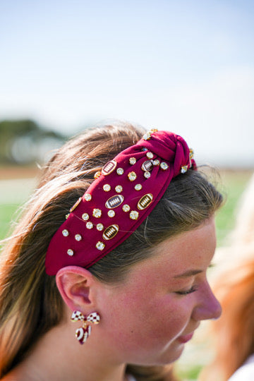 Game Day Charms Knotted Headband - Maroon
