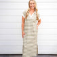 Ivory Sage Striped V-Neck Midi Dress