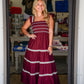 Burgundy Smocked Ruffle Cap Sleeve Dress - Southern Belle Boutique