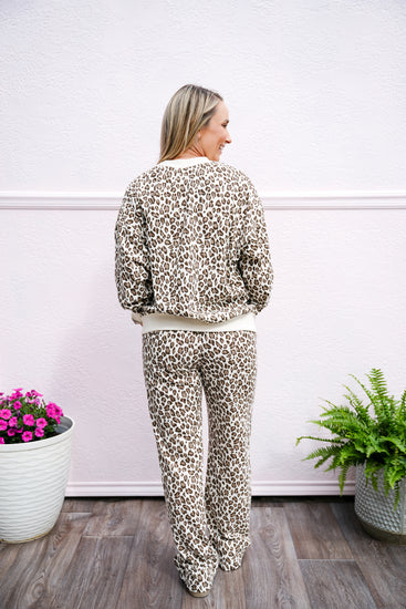 Brown Leopard Sweatshirt & Pant Set - Southern Belle Boutique