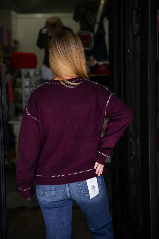 Millie Sweater - Bordeaux - Southern Belle Boutique