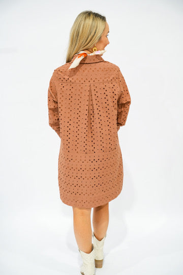 Beth Eyelet Dress - Brown - Southern Belle Boutique