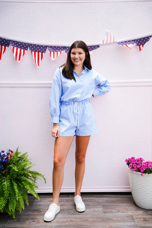 Striped Blue Romper