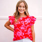 Red Ruffled Cap Sleeve Top - Southern Belle Boutique