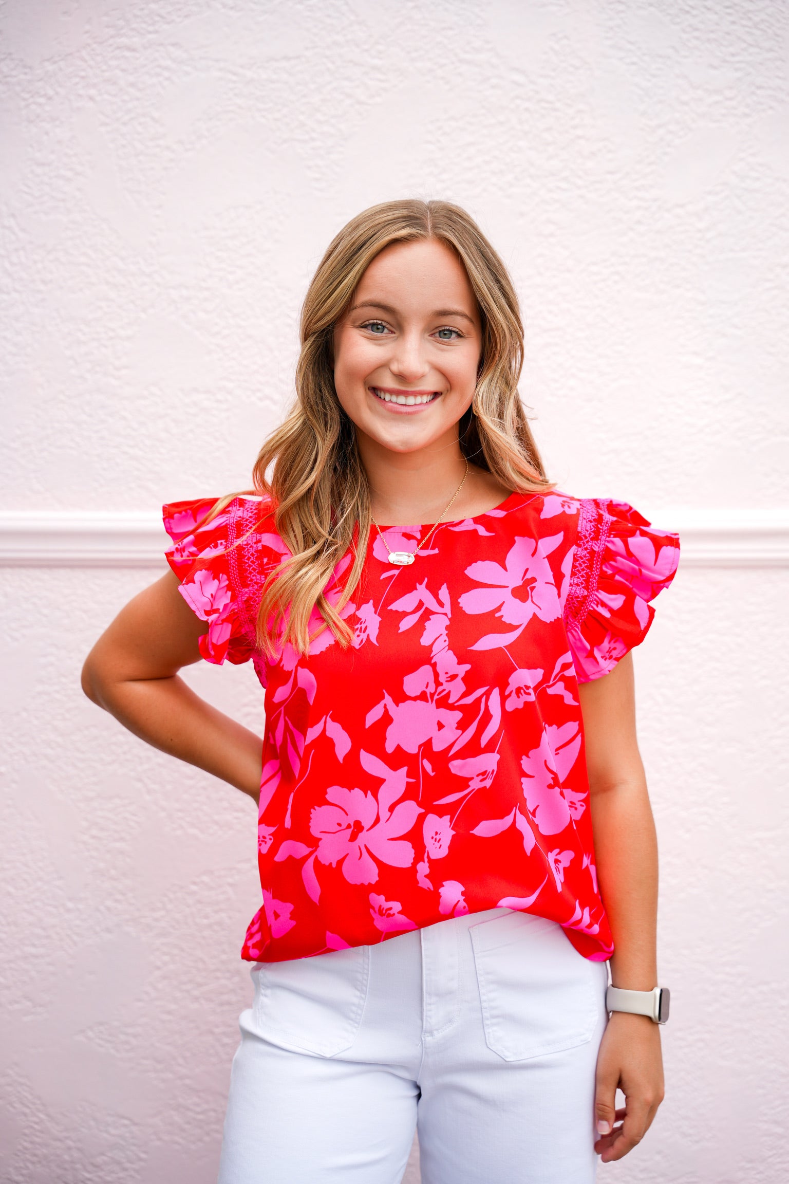 Red Ruffled Cap Sleeve Top - Southern Belle Boutique