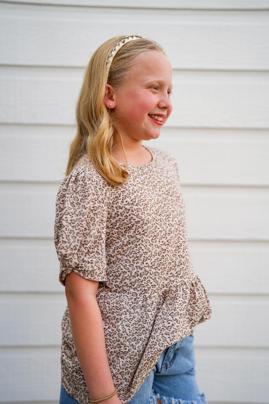 Leopard Knotted Puff Sleeve Top - Southern Belle Boutique