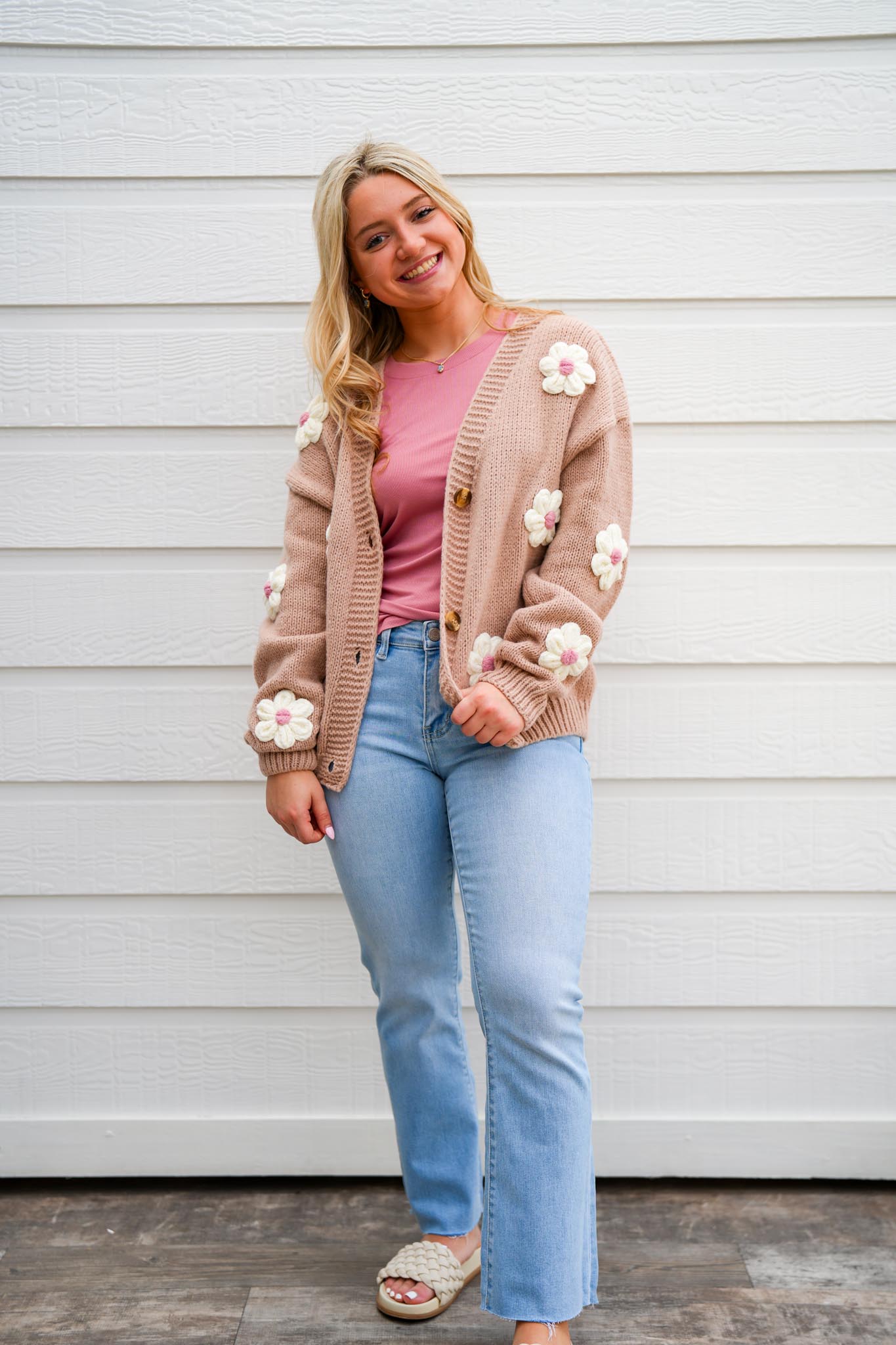 Blush Pink Floral Cardigan - Southern Belle Boutique