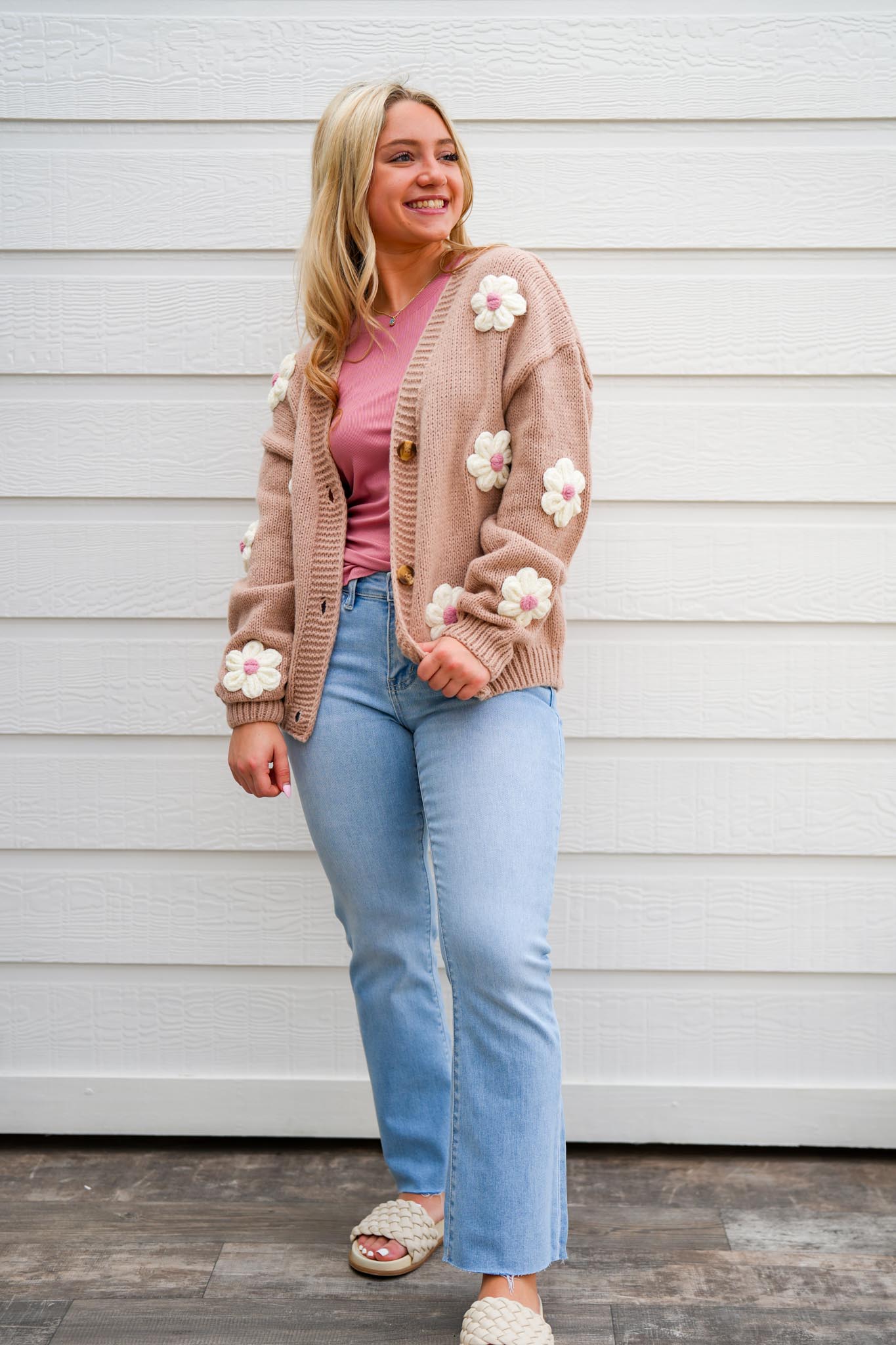 Blush Pink Floral Cardigan - Southern Belle Boutique