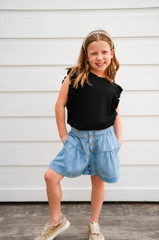 Black Ruffle Knit Tank - Southern Belle Boutique