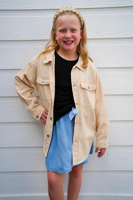Distressed Detail Button Up Shacket - Southern Belle Boutique