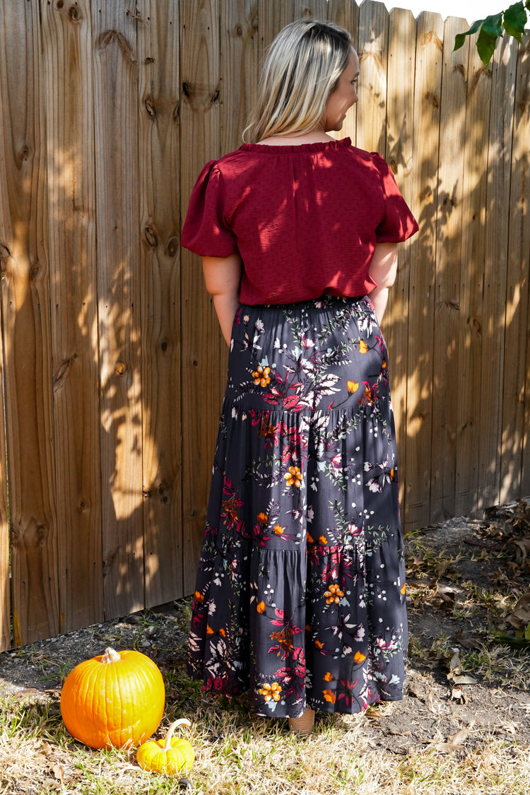 Teal Floral Skirt