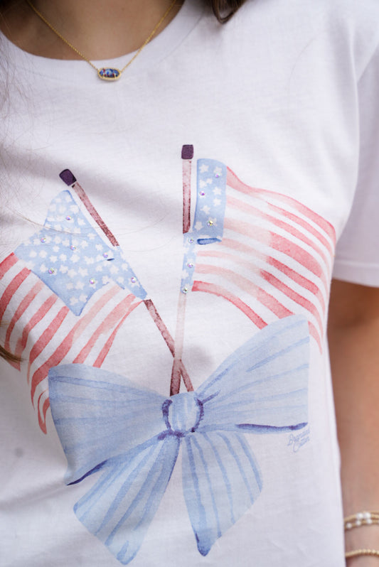 Red White Bow Tee
