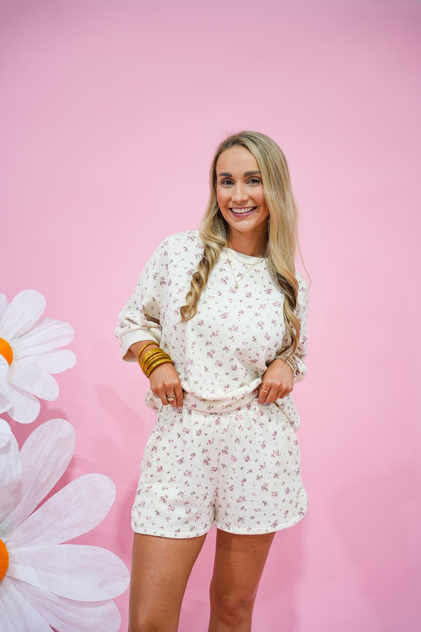 Ivory Floral Short Set - Southern Belle Boutique