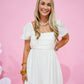 Off White Smocked Mini Dress - Southern Belle Boutique